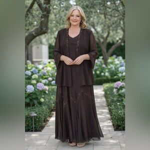 David's Bridal Size 24W Beaded Gown with Jacket